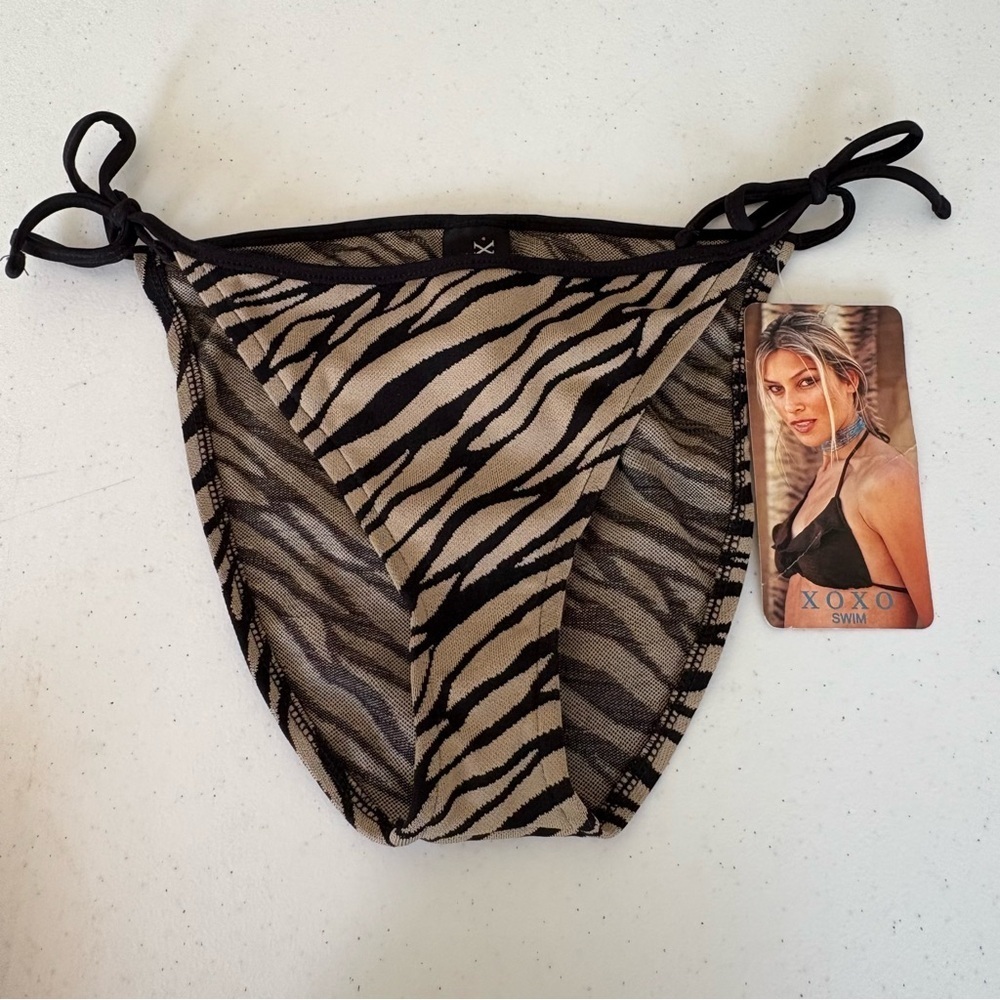 NWT XOXO vintage zebra print bikini bottom dead stock size small made in USA